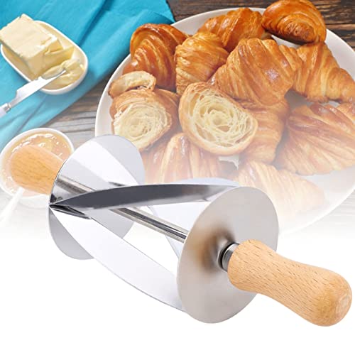 Stainless Steel Dough Cutter, Roller Cutter Round Rubber Wood Handle Pasta Cutters Wheel for Croissant Baking 20cm x 6 cm