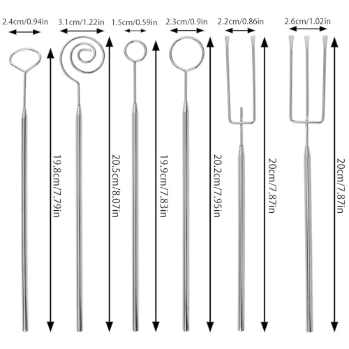 6 PCS Chocolate Dipping Tools Stainless Steel Candy Dipping Tools Set Candy Making Tools with Spoon Hole for Candy Making Truffle Chocolate and Cake Decoration Machine Washable (6)