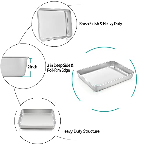 TeamFar Lasagna Pan, 12.3" x9.75" x2" Stainless Steel Rectangular Cake Pan - color: Silver, size: 12 Inch