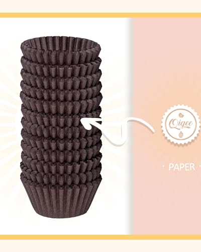 qiqee Coffee Cupcake Liners, 600 Count, Mini Size - color: Coffee, size: Mini Size/600Packs