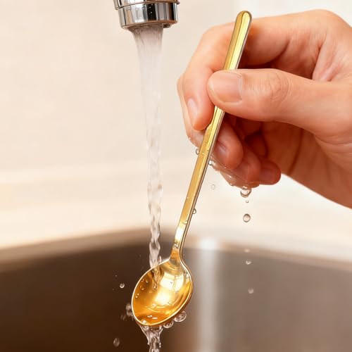 Pack of 8 Gold Stainless Steel Espresso Spoons, 5.3 Inch Mini Teaspoons Set for Coffee, Dessert, Cake, Ice Cream, Tea, Sugar, Cappuccino, Mirror Finish Small Spoon Set - color: Gold