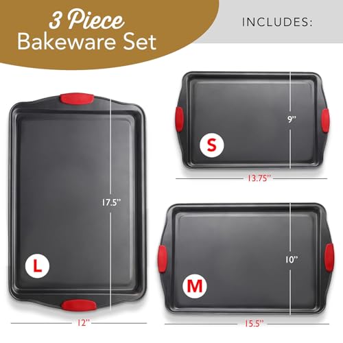 Eatex Baking Sheet Set, 3 Piece Baking Pans Set, Cookie Sheets for Baking - size: 3-Piece Set