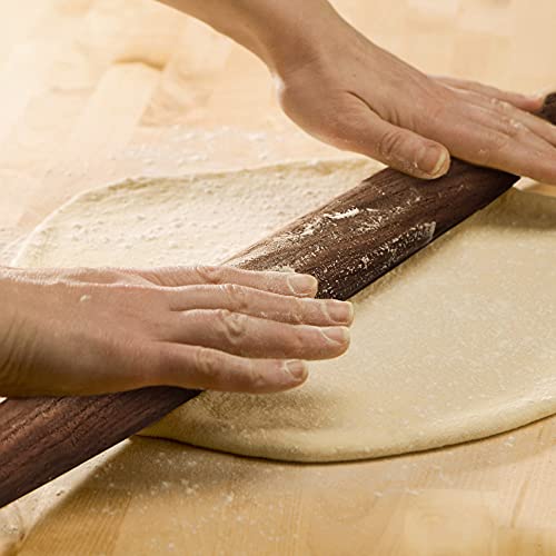 French Rolling Pin (17 Inches) –WoodenRoll Pin for Fondant, Pie Crust, Cookie, Pastry, Dough –Tapered Design & Smooth Construction - Essential Kitchen Utensil,Walnut Wood - style: Walnut Wood Rolling Pin