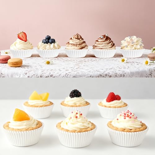 1000 Count White Paper Cupcake Liners, Mini Size 2 Inch, Unbleached Baking Cups for Muffins and Cupcakes (White, 2 Inch) - color: White, size: 2 Inch