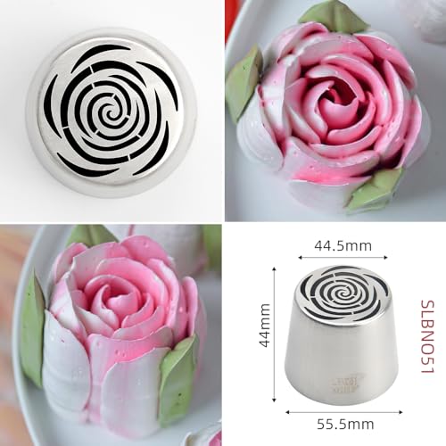 10 Pieces Extra Large Stainless Steel Seamless Russian Piping Tips Set - color: SILVER SET3