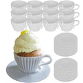 Evelots 24-Piece Silicone Teacup Cupcake Molds, 12 Cups & Saucers, BPA-Free - color: White, size: 24 Piece Set