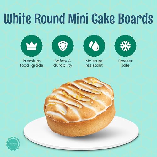 O'CREME Mini Cake Boards 4 Inch Round White Foil Grease-Proof 100 - color: White, size: 4 Inch