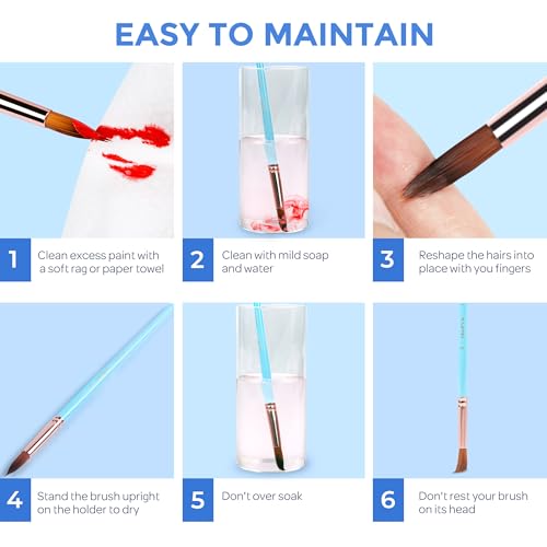 Nicpro 12pcs Artist Paint Brush Set, Paint Brushes for Acrylic Painting - color: Macaron