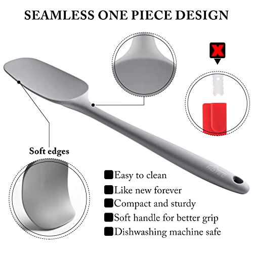 HOTEC BPA-Free Silicone Rubber Spatula Set, Grey, Set of 5 - color: Gray