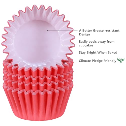 Caperci Heavy Duty Red Cupcake Liners Standard Muffin Baking Cups 150pcs - color: Red