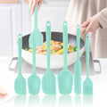 Silicone Spatula Set 6 Pack Food Grade Kitchen Utensils with Silicone Brush - color: Green