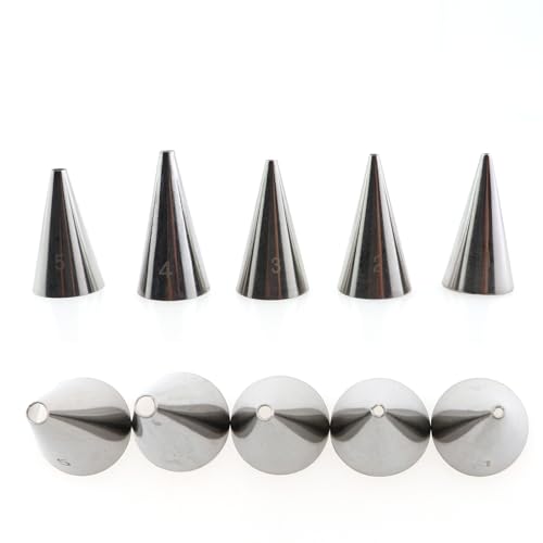 5PCS Round Mouth Fine Hole Laminating Nozzle Set - Stainless Steel Frosting Piping Nozzle - Cake Baking DIY Decorating Tools