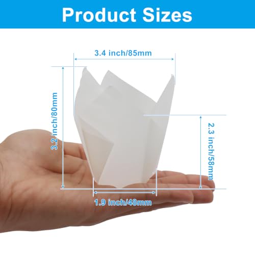 200 Pcs White 1.9 Inch Base Mini Tulip Cupcake Liners - color: White