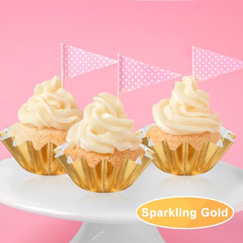 100 PCS Baking Cups Cupcake Liner Flared Brioche Muffin Wrappers (Gold) - color: Gold, size: 100pcs