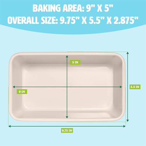Tasty Clean Ceramic Loaf Pan Set, 2-Pack of 9-Inch x 5-Inch Cake Pans, Durable Aluminized Steel for Professional Results, Clean Ceramic Nonstick Coating, Oven Safe to 425°F, Dishwasher Safe, Aqua - size: 9-Inch x 5-Inch