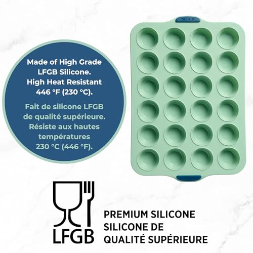 Starfrit 24-Cup Mini Muffin Pan, Silicone, Metal Frame, Green - size: 24 muffins pan