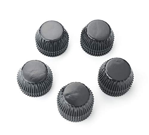 Gifbera Mini Black Foil Cupcake Liners Wrappers Metallic Baking Cups for Baby Shower Holiday Party, 300-Count - color: Black