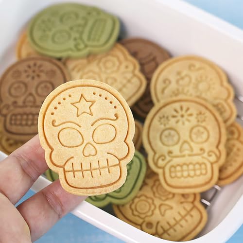 10Pcs Sugar Skull Cookie Cutter Halloween Day of the Dead Baking Tools - color: Halloween O-10