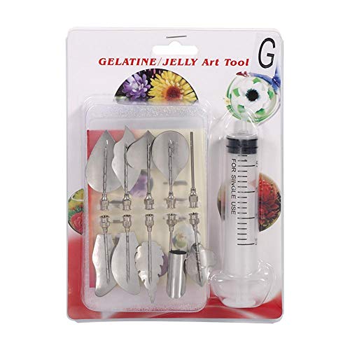 Gelatin Art Starter Kit - 11PCS 3D Pudding Cake Decorating DIY Tool Set Includes 10 PCS Gelatin Tools and 20ml Syringe Pudding Pastry Nozzles for Cake Decoration, Jelly Cake making