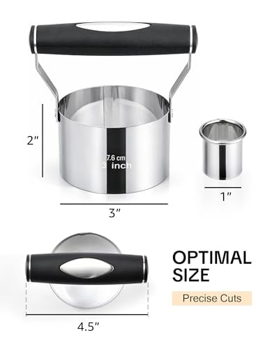 3" Stainless Steel Biscuit Cutter, Round Cookie Cutter with Handle