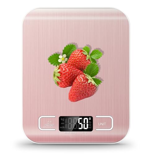 Food Scale, 11lb Kitchen Scale, 0.05oz/1g Weight Grams and Ounces, Pink - color: Pink