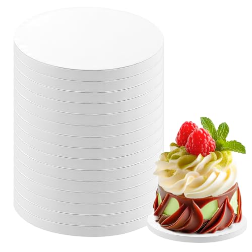 15 Pack Cake Drums Mini 6 Inch Round Cake Boards White 1/2” Thick Cake Drum Corrugated Cardboard Cake Board Base for Multi-Layer Cakes Sturdy Decorating Supplies - size: 6 Inch - 15 Pack