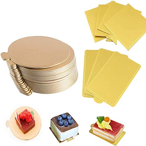 100-Pack Mini Cake Base Boards, Gold Mousse Cake Cardboard Set