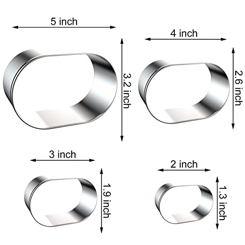 Pill Capsule Long Oval Cookie Cutters - 5 Inch, 4 Inch, 3 Inch, 2 Inch - Geometric Frame Plaque Cookie Cutter Set Fondant Biscuit Molds - Stainless Steel - color: Oval-Pill Capsule