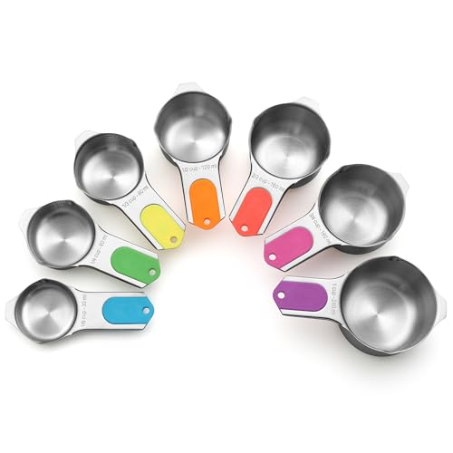 Spring Chef Magnetic Stainless Steel Measuring Cups Set of 7 Patented, Neon - color: Neon, size: Magnetic - Set of 7