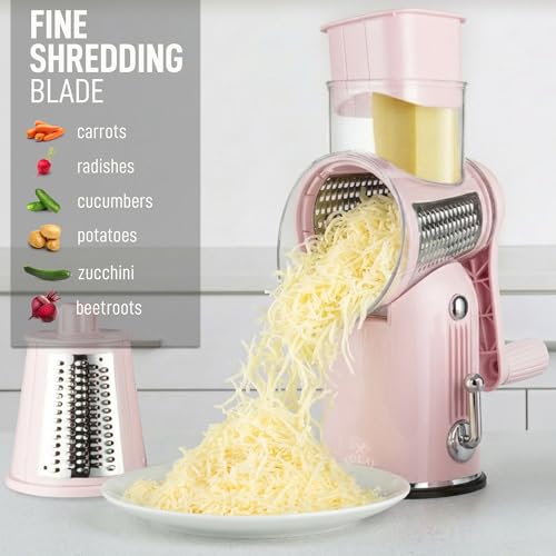 Rotary Cheese Grater Hand Crank, Vegetable Shredder - Classic Pink - color: 28 - Pink