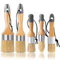 Chalk Paint Brush, Wax Paint Brush Set of 5, Natural Bristle - size: 1 Large + 1 Medium + 3 Small, 5 Pack