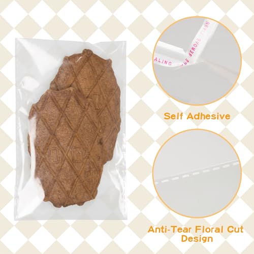 ONFAON Cookie Bags with Seal, 150 Pcs Crack-Resistant & Self-Sealing Treat Bags for Cookies, Bakery Goods, and Snacks – Food-Grade Clear Cellophane Bag for Gifts & Parties(4x6 in) - size: 4"x6"