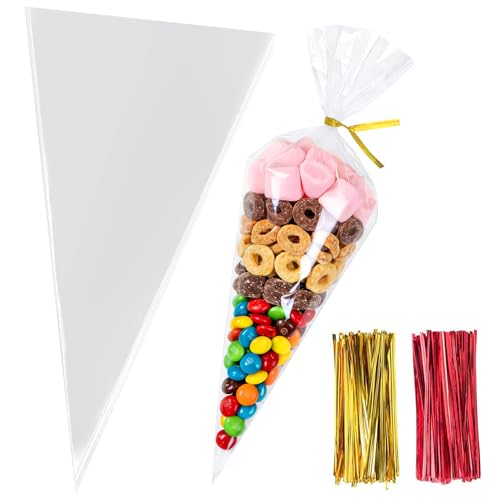 Cone Shaped Treat Bags 6.3x11.8 Inch 200Pcs - size: 6.3x11.8 Inch (Pack of 200)