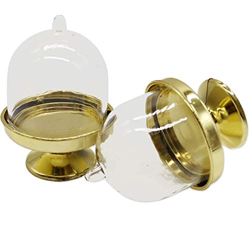 12PCS Mini Cupcake Stand, Tiny Cake Dome with Clear Plastic For Chocolate, Cheese, Coconut Macaroons, Rum Balls, Candies & More! - color: Gold