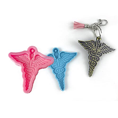 Cestony 2Pcs Medical Emblem Silicone Molds for DIY Key buckle Fondant Biscuit Cookies Sugar Chocolate Hard Candies Dessert Decor Snake wings
