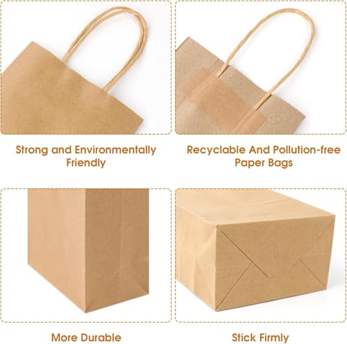 XPCARE Brown Paper Bags with Handles, 32Pcs 5.25x3.25x8.25'' Kraft Bags - color: Brown, size: 1 Count (Pack of 32)
