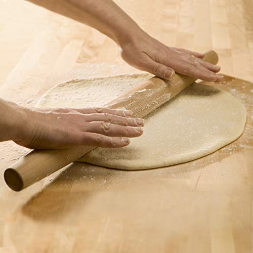 French Rolling Pin (17 Inches) –WoodenRoll Pin for Fondant, Pie Crust, Cookie, Pastry, Dough –Tapered Design & Smooth Construction - Essential Kitchen Utensil - style: Rubber Wood Rolling Pin