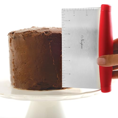 Norpro Grip-EZ Stainless Steel Pastry Bench Scraper and Food Chopper, Red - color: Red