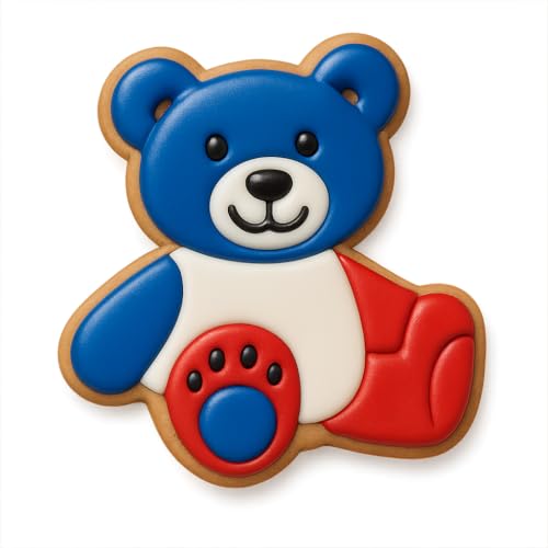 Adorable Teddy Bear Cookie Cutter & Stamp Set - 4" Tall (Random Color)