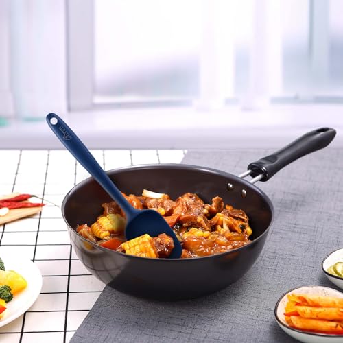 2-Pack Silicone Spatulas Set, 10-Inch High Heat Resistant Non-Stick Rubber Spatulas for Baking, Cooking, and Mixing – Dishwasher Safe (Blue) - color: Blue