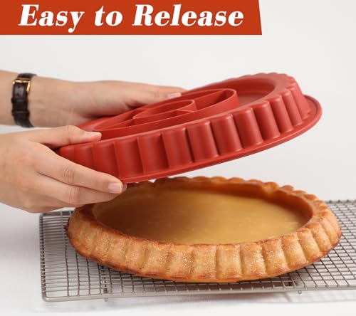 Webake 11-Inch Silicone Flan Tart Pan, Nonstick Large Maryann Cake Pan Torte Pan, BPA-Free - size: Large