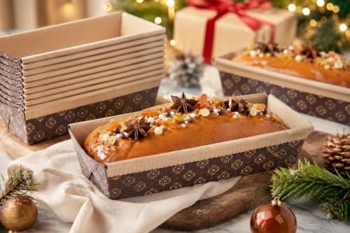 Pastry Chef's Boutique Disposable Rectangular Paper Loaf Pan Molds, All Natural Made, Recyclable, Microwave and Oven Safe, Display Medium Cake Mold - 7.75''x2.5''x2-25pcs - size: Medium (7.75''x2.5''x2'')