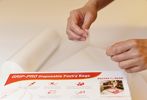 PastryGear Grip-Pro 21-Inch Nonskid Ultra Thick Disposable Pastry/Decorating/Piping Bags with Dispenser - 100 Pcs - size: 21 IN