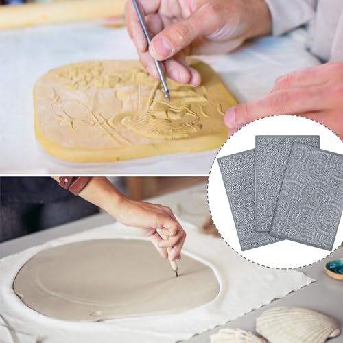 DoubleFill 12 Pcs Polymer Clay Texture Sheets Boho for Jewelry Making - style: Boho