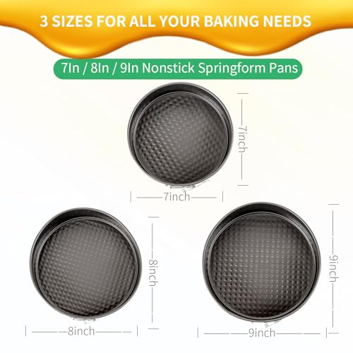 Extra-Thick Nonstick Springform Pan Set, 7, 8 & 9 Inch, Leakproof