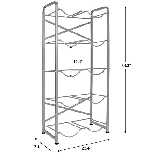 5 Gallon Water Bottle Holder for 10 Bottles, 5 Tiers Heavy-Duty Water Cooler Jug Rack with Reinforcement Frame for Kitchen Office, Silver Grey - color: Silver Grey