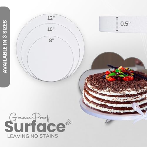 6-Pack 10 Inch Cake Drum Reversible – Sturdy 1/2” Thick, Fully Greaseproof Dual-Side with Sturdy Protection Box | Professional White Cake Rounds 10 Inch for Tiered, Wedding & Birthday Cakes - size: 6 pcs - 10 inch