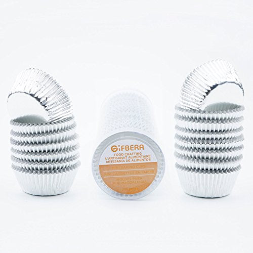 Mini Foil Baking Cups Silver, 300-Count Bright Foil Paper Silver Cupcake Liners Mini Size - color: Silver