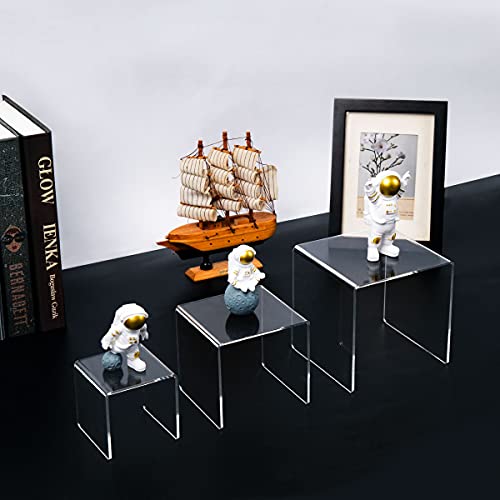 HIIMIEI Clear Acrylic Display Risers 2 Sets - size: 3"x4"x5"