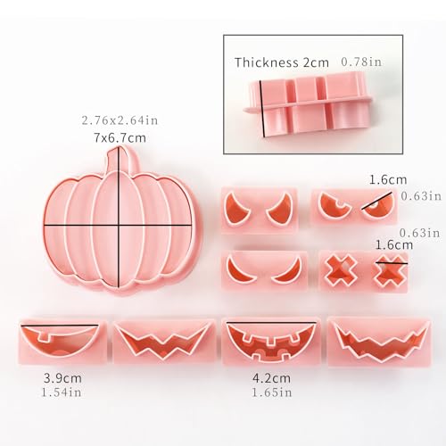 10 Pcs Mini Pumpkin Face Cookie Cutters DIY 3D Halloween Cookie Stamps - color: Halloween K-10